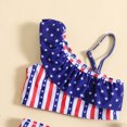 thumbnail image 6 of Nrmvnmi Summer Toddler Baby Girls 4th of July 2 Pcs Split Swimwear Star Stripe Print Sleeveless One-shoulder Swimming Outfits, 6 of 9