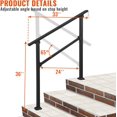 thumbnail image 3 of Main Courante Intérieure/extérieure à 3 Marches 33 Po x 36 Po Réglable en Métal pour Escalier, Rambarde de Porche et Terrasse en Béton, Alliage d'Aluminium avec Surface Antidérapante Enduite de Poudre, 3 of 7