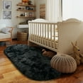 thumbnail image 2 of ZENELESS Oval Fluffy Rug, Non-Slip Soft Plush Shag Carpet for Kids Room Nursery Dorm Living Room, 2.6 x 5.3ft Tie-dye Black and Gray, 2 of 8