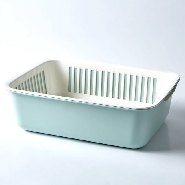 Drain Rack Kitchen Drain Rack 2 in 1 Kitchen Strainer Colander Set Household Double Layer Drainer Vegetable Washing Bowl Multifunctional Fruits Drain Basket Organizer Drain Basket Vegetable Gray