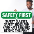 thumbnail image 2 of Safety Glasses, Safety Shoes And Hard Hats Required Sign, OSHA Safety First Sign, 24x36 Corrugated Plastic, 2 of 3