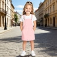 thumbnail image 2 of SUXIAN Toddler Dress Loose Fit Casual Long Sleeve Suspenders Everyday Playful Girls Summer Dress Pink 4-5 Years, 2 of 4