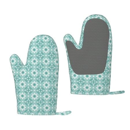 

Hirioo Blue Print for Silicone Oven Mitts for BBQ Baking Cooking Set of 2 Heat Resistant 260℃ Non-Slip Kitchen Essentials
