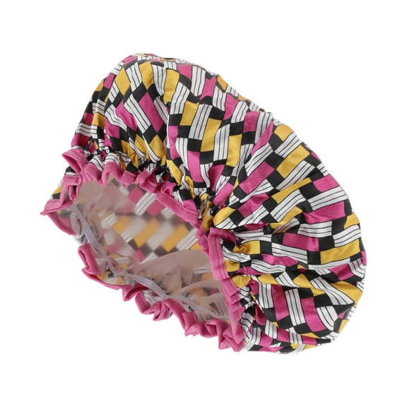 Unique Bargains 1 Pc Women Small Square Bath Cap for Bathroom Business Travel Rose Red