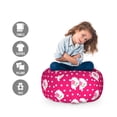 thumbnail image 2 of Romantic Storage Toy Bag Chair, Daisy Bouquets on Retro Polka Dots Romantic Design Spring Style Pattern, Stuffed Animal Organizer Washable Bag, Small Size, Magenta Pink White, by Ambesonne, 2 of 3