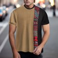 thumbnail image 2 of XIYON Father's Day Men's T Shirt Short Sleeve Round Neck Color Block Summer Loose Fit Fashion Tee Top For Casual Daily Wear,Yellow,XXXXL, 2 of 4