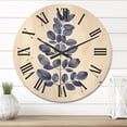 thumbnail image 2 of Designart 'Navy Blue Eucalyptus On White' Traditional Wood Wall Clock, 2 of 5