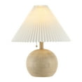 thumbnail image 3 of JONATHAN Y Aksel 17.25" Coastal Scandinavian Resin/Iron Sphere LED Table Lamp with Pleated Shade and Pull Chain, Beige Wood Finish/White, JYL1145B, 3 of 7