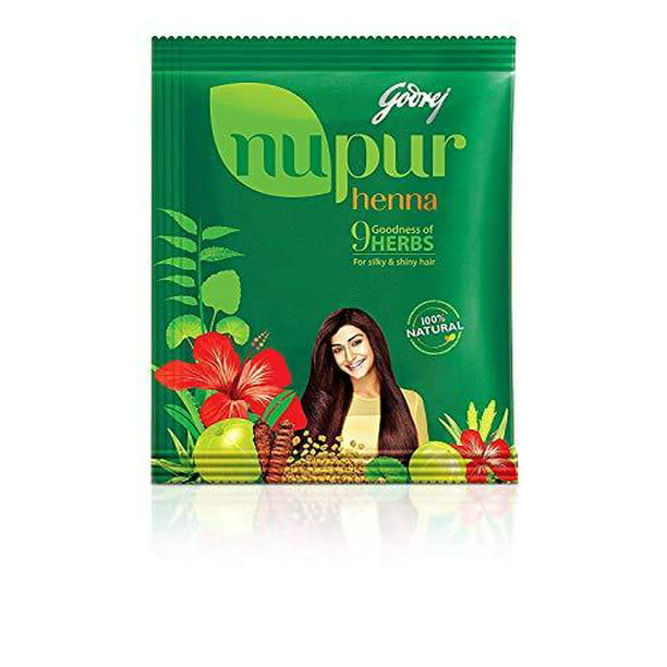 Godrej Nupur Henna Natural Mehndi for Hair Color with Goodness of 9 Herbs  120gram X 3Packs 