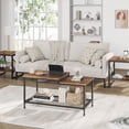 thumbnail image 4 of Ourlova 39.3in Rustic Brown Coffee Table with Mesh Shelf 2-Tier Industrial Rectangle Living Room Table, 4 of 8