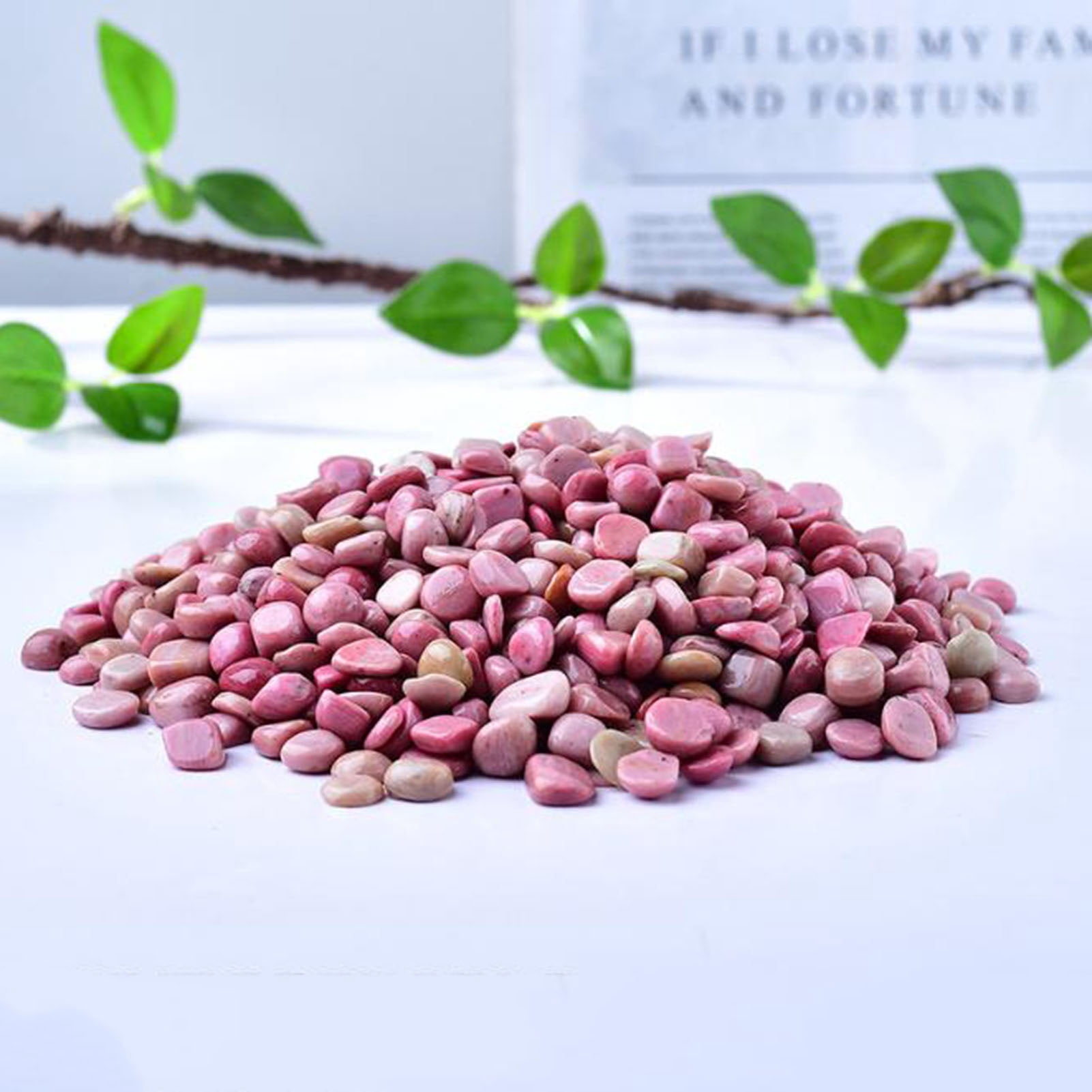 Natural red wood grain gravel Tumbled Chips Stone Aquarium Fish Tank Decoration for Fish Tank Potted Green Plants Garden Decorative 500g/1.1lb