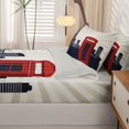thumbnail image 5 of Manfei London City Silhouette Zipper Queen Comforter Set with Fitted Sheet and 2 Pillowcases,Red Telephone Booth Zipper Bedding Set,Beige,Light Gray Reversible,4pcs, 5 of 8