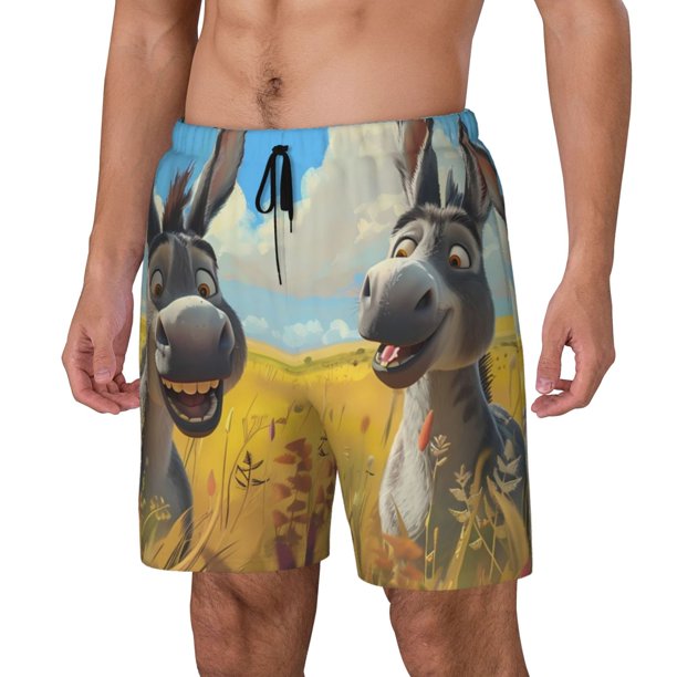 Balery Funny Countryside Donkey Bañador para hombre, shorts de playa de secado rápido con entrepierna y forro de compresión-XX-Large
