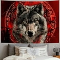 thumbnail image 2 of Shiartex  Viking Wolf Tapestry, Wild Wolves Tapestry Wall Hanging, Norse Red Runes Wall Tapestry Wolf Shadows Bedroom Cool Animal Poster Wall Decor 60x50inch, 2 of 6