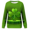 thumbnail image 4 of Staron Soldes de Liquidation T-Shirts de la Saint-Patrick pour Femmes Manches Longues Irlandaises Col Rond Coupe Ample T-shirt Décontracté, 4 of 5