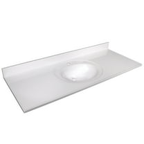 Design House Cultured Marble 61" x 22" Single Bowl Vanity Top with Single-Hole Mount and Backsplash, White