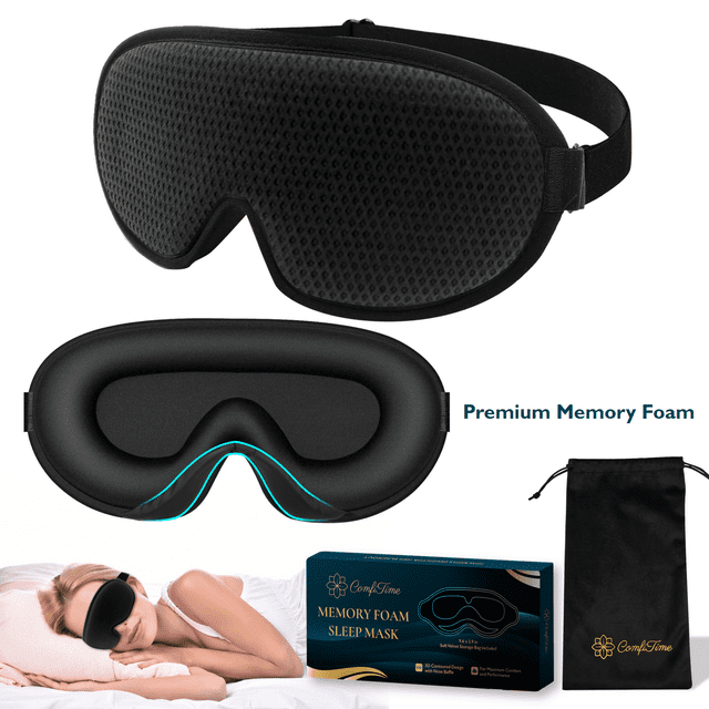 Máscara para Dormir 3D ComfiTime 100 % Opaca Cubre Ojos para Hombres Mujeres y Niños Negro