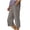 *130-Gray, variant on Womens Solid Color Cotton Blend Capri Pants Elastic Waist Split Hem Pants with Button Detail and Pockets