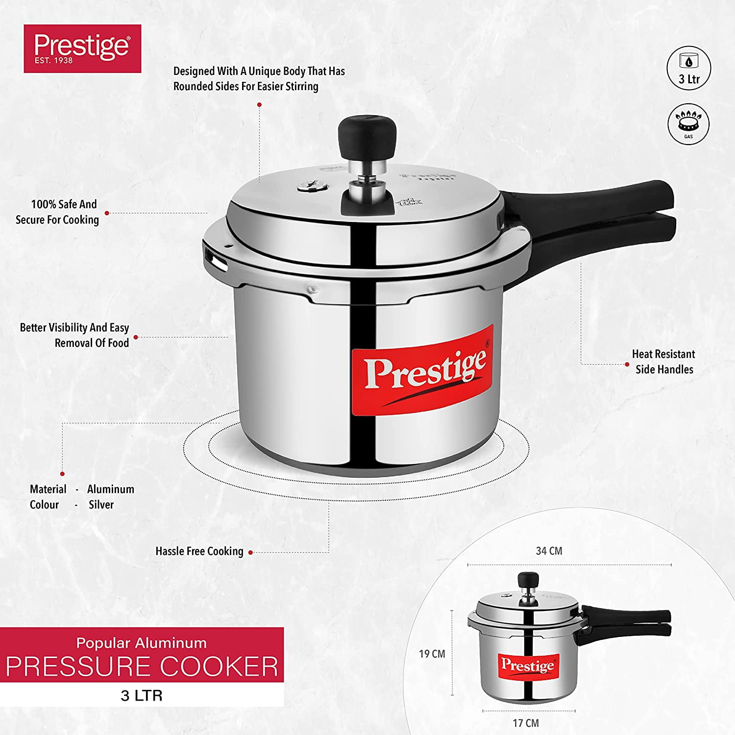 3 Liter Small Pressure Cooker, 3L Aluminium Alloy Pressure Cooker Instant  Cooking Mini Pressure Pot Pressure Canner for Stovetop Gas Stove