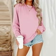 thumbnail image 4 of VISALY Pullover Crewneck Sweatshirt Tunic Sweatshirt Casual Oversized Sweatshirt Long Sleeve Preppy Sweatshirts Fall Pullover Sweaters Comfy Tops Winter Sweatshirts Basic Sweatshirt Pink 3Xl, 4 of 6