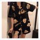 thumbnail image 1 of Pijama de dibujos animados para mujer, conjunto de verano con pantalones cortos de manga corta y cuello alto con diseño de oso de fresa, 1 of 6