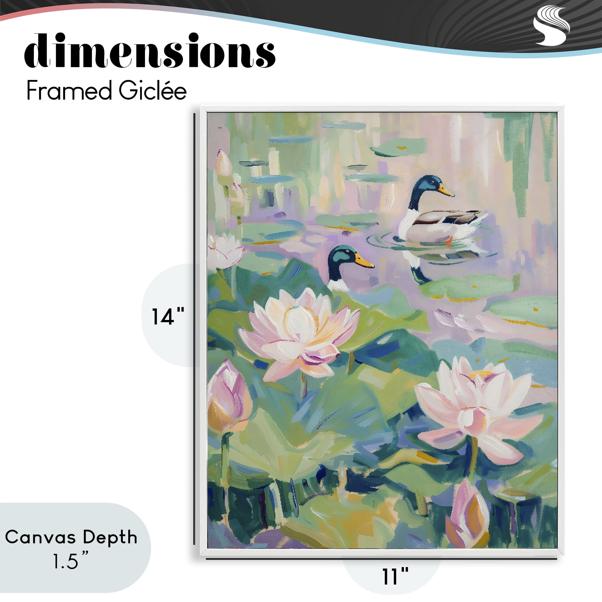 Stupell Industries Duck Pond with Lotus Flowers White Framed Giclee Art, design by The Prints Vibe