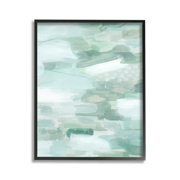Stupell Industries Green Brush Strokes Abstract Painting Black Framed Art Print Wall Art, 11 x 14