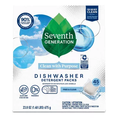 Free & Clear Natural Dishwasher Detergent Packs - 45ct