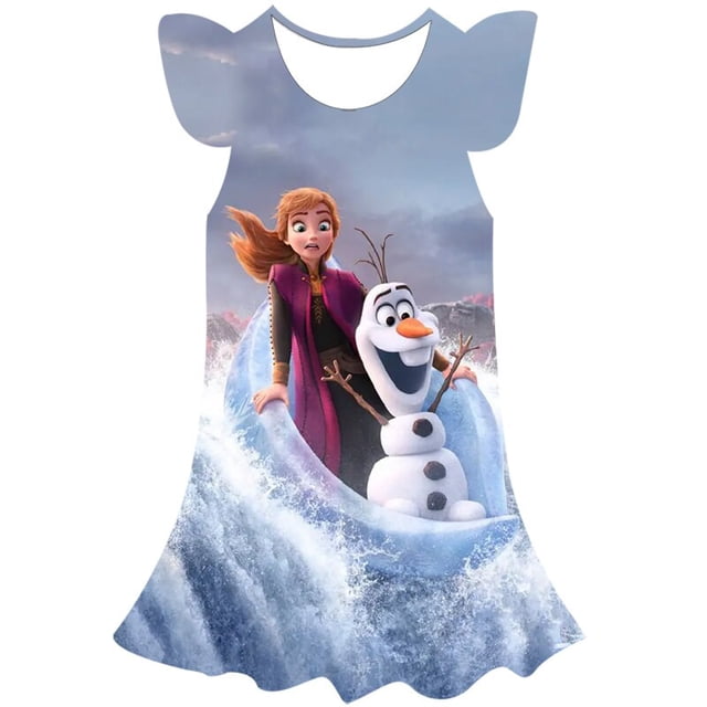 Vestido de Frozen de Disney para niñas, disfraces de dibujos animados, vestido de Frozen para niños, serie de Disney de verano, vestidos para niños, regalos de fiesta de cumpleaños, faldas 4T Gao Jinjia LED