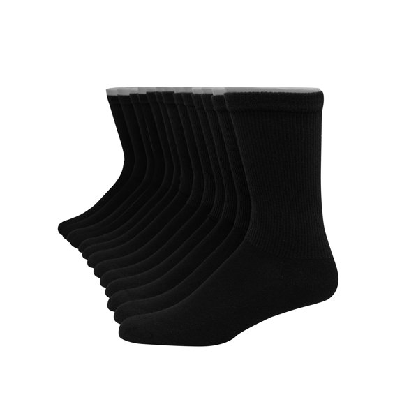 Hanes Ultimate Men's Crew Socks, 12-Pairs Black 6-12