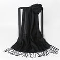 thumbnail image 4 of Guardurnaity Bufandas clásicas cálido sólido largo chal transpirable pañuelo para el cuello bufanda lavable pañuelo para la cabeza silenciador Accesorios de disfraces Negro, 4 of 6