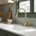 thumbnail image 2 of Vintage Kitchen Faucet with Pull Down Sprayer – 3-in-1 Modes (Stream/Spray/Sweep), Tool-Free DIY, 360° Swivel & 20" Hose – Brushed Golden Finish for Bar, RV, Farmhouse & Prep Sink (1 or 3 Hole), 2 of 7