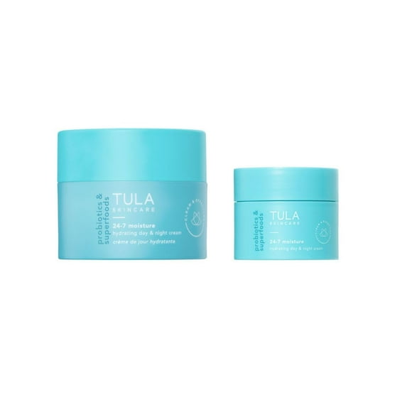 TULA Skin Care 24-7 Moisture Hydrating Day & Night Cream 1.5oz + Travel-size 24-7 Moisture Hydrating Day & Night Cream 0.49oz | 2 Piece Duo