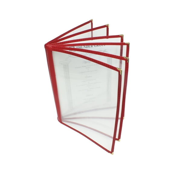 Excellante 6 page book fold menu cover, 8 1/2" x 11", maroon, comes in each