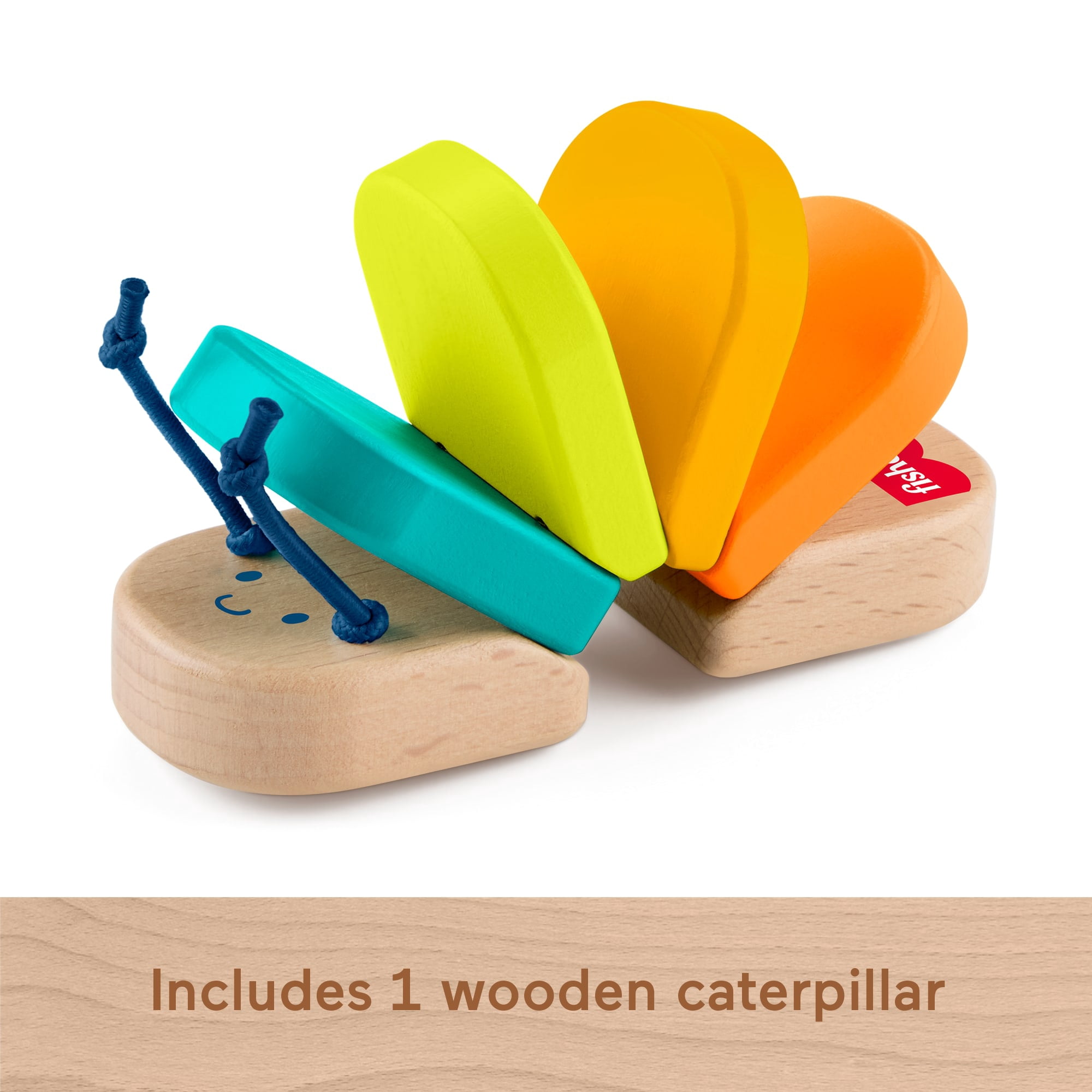 Fisher-Price Wooden Clacker Caterpillar Developmental Activity Rattle Toy for Infant, 1 Wood Piece