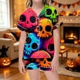 thumbnail image 2 of Shadoumai Silk Halloween Pajamas Set Button Down Pjs Pumpkin Print Short Sleeved Button Top Casual 2-Piece Loungewear 2 Piece Pjs for Gifts, 2 of 4