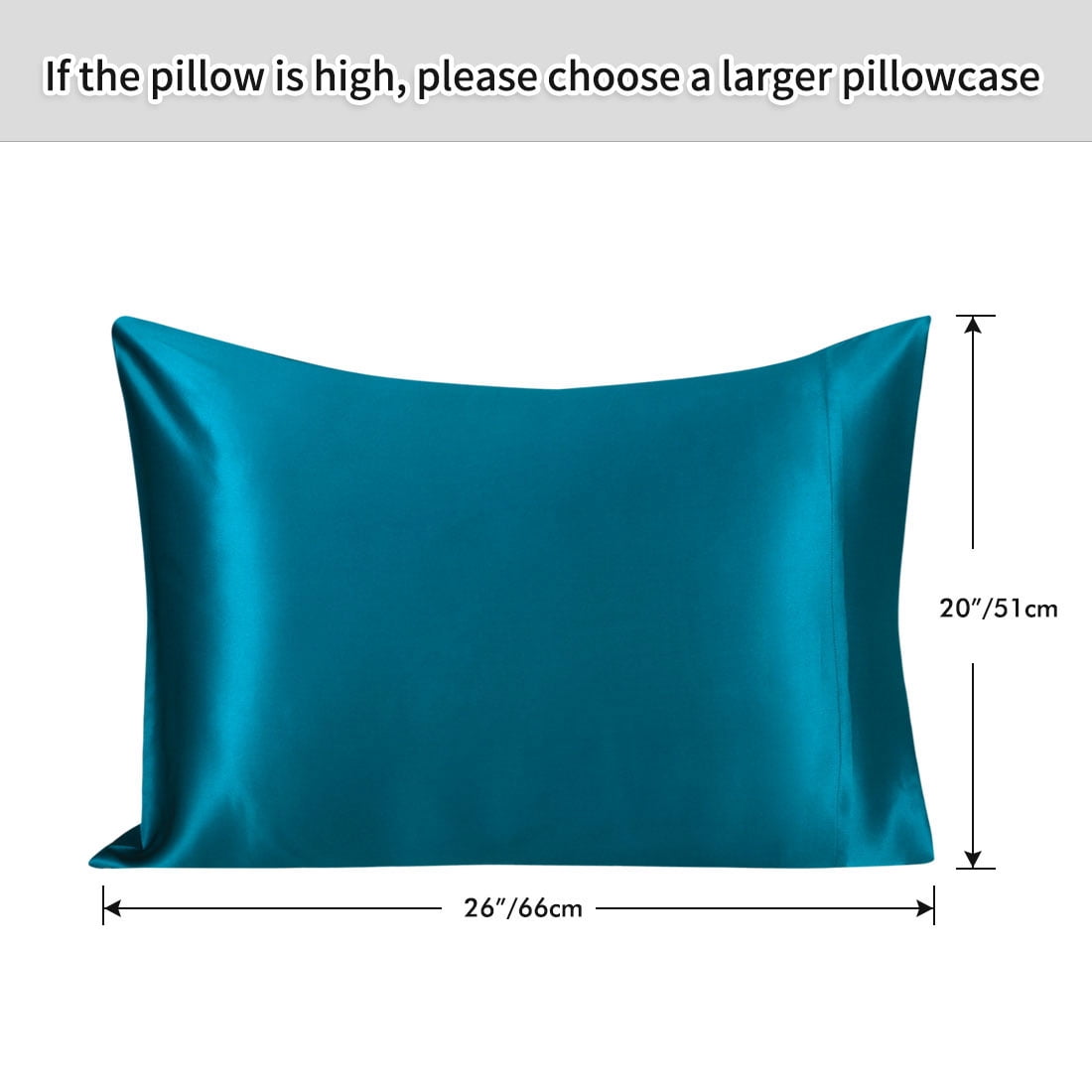 PiccoCasa 25 Momme Silk Pillowcase for Hair And Skin With Gift Box With Envelope Closure King Peacock Blue