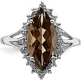 thumbnail image 5 of Sterling Silver Rhodium Smoky Quartz Diamond Ring (Size 7) Made In Thailand qdx670-7, 5 of 5