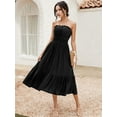 thumbnail image 4 of Women'S Summer Boho Strapless Maxi Dress 2025 Casual Sleeveless Off Shoulder Beach Long Sundress Black M, 4 of 9