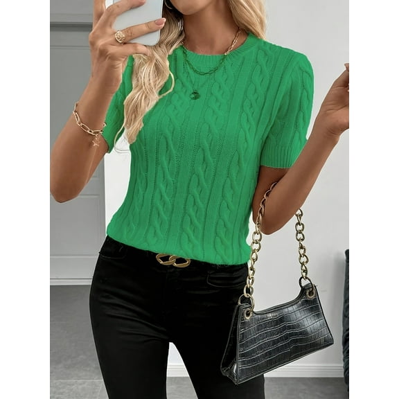 Women's Fashion Inspiration Twisted Rope Decorative Round-Neck Sweater