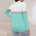 thumbnail image 5 of Blue Women's Long Sleeve T-shirt, Women'S 3/4 Sleeve Quarter Zip Shirts Collared V Neck Pullover Top Collared Casual Fall Tunic Color Block Blouses,Women's Long sleeve T-shirt S, 5 of 7