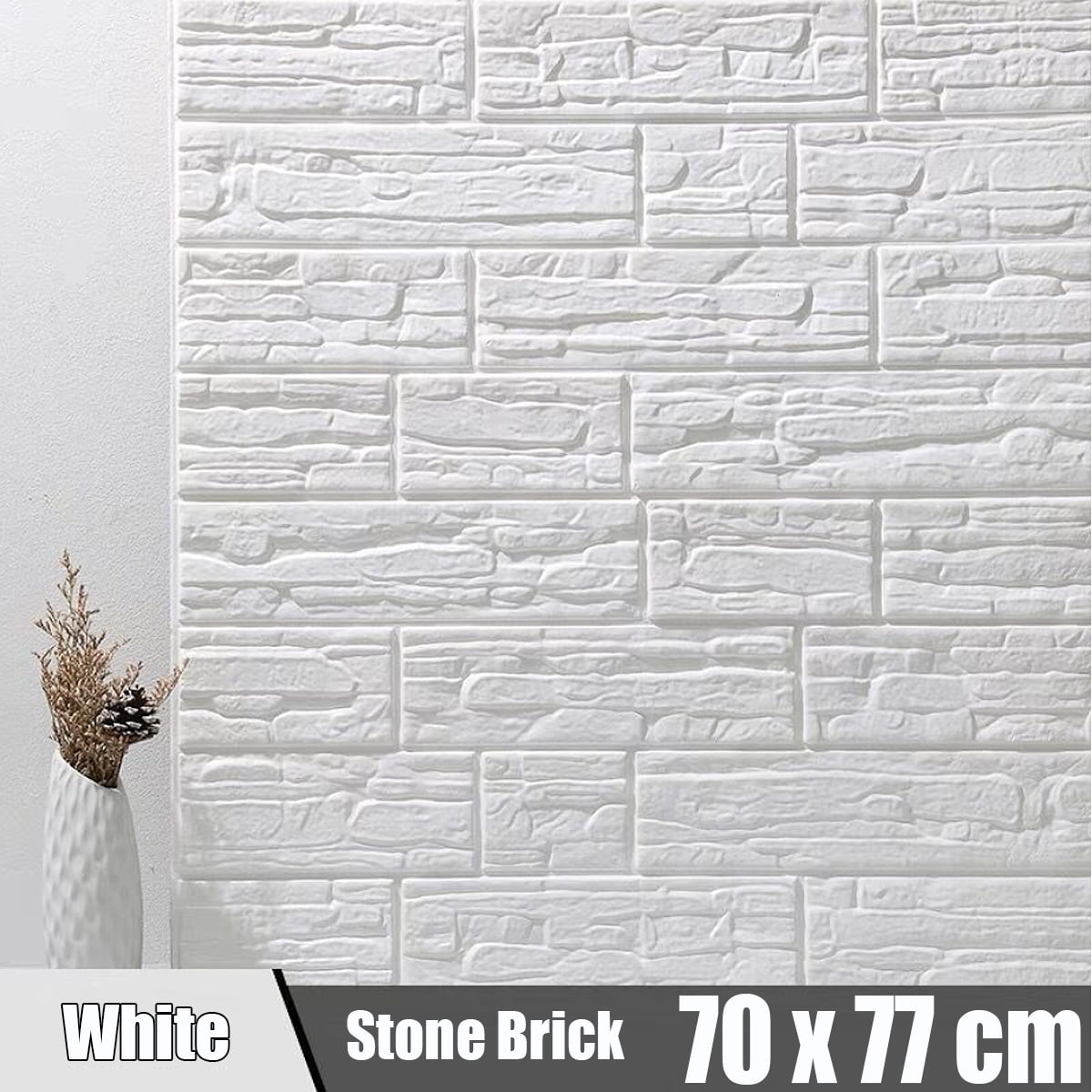 X12 3D Tile Brick Wall Self-adhesive Sheets Foam 12"X12" Textured White X12 