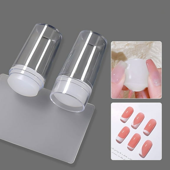 GXXGREAT Stamp French Tip Tool Silicone Stamp Scraper Transparent Jelly Stamp Suitable For Manicure