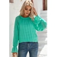 thumbnail image 5 of Women's Green Striking Pleated Flared Cuff Long Sleeve Blouse, 5 of 5