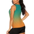 thumbnail image 3 of Fuzoiu Orange To Teal Gradient1 Print Women's Workout Tank Top,Athletic Racerback Sports Tank,Tops Sleeveless Running Loose Fit Yoga Tops,Active Shirts for Yoga, Running, and Gym-Large, 3 of 7