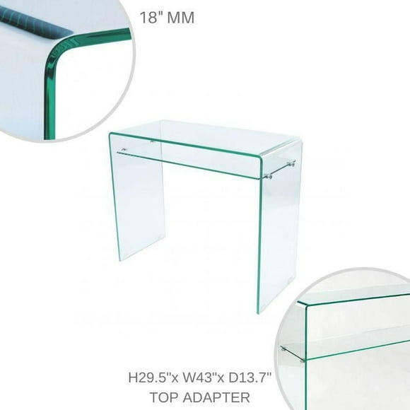 Waterfall Glass Console Table with Shelf – Elegant Design Featuring Tempered Glass Top and Bottom Shelf, for Modern Entryways or Living Rooms with Stylish Storage and Display Space
