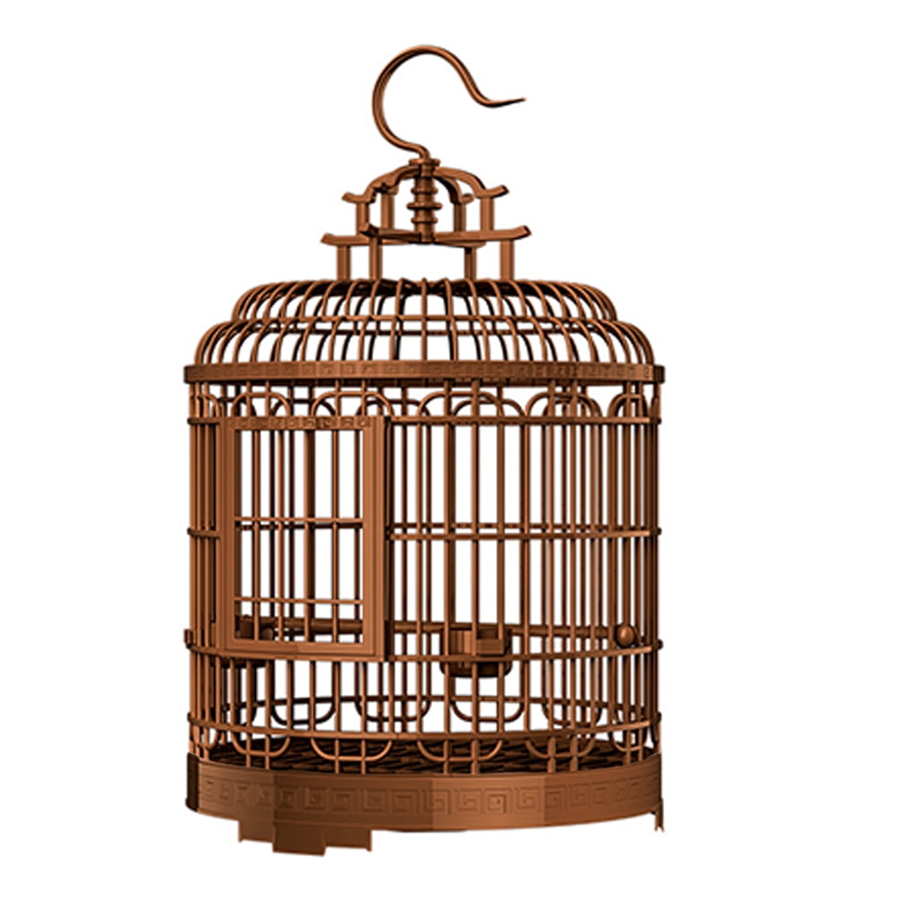Alasum Portable Small Bird Cage in Light Brown Plastic, Easy to Clean, and Lightweight, 1 Set