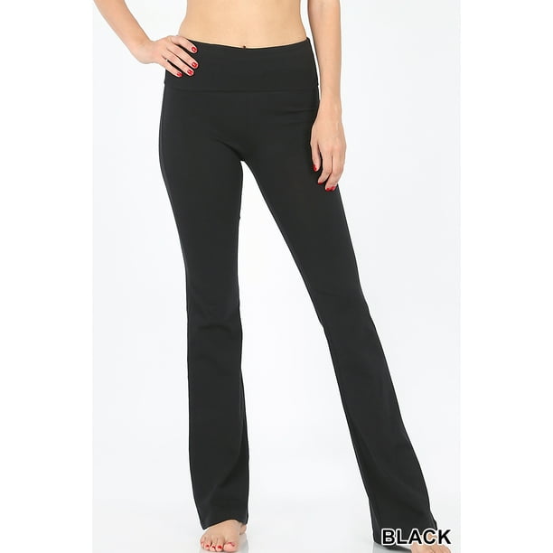 Blended Premium Cotton FoldOver Yoga Flare Pants Everyday Leggings