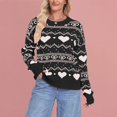 thumbnail image 2 of VISALY Heart Sweater Heart Sweater with Bow Ribbed Pullover Sweaters Lightweight Sweaters Comfy Sweaters Cotton Sweaters Trendy Sweater Dressy Tops Oversized Sweater Black Xl, 2 of 5
