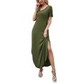 thumbnail image 5 of Women's Summer Maxi Dress Casual Loose Pockets Long Dress Short Sleeve Split Maxi Dresses, 5 of 6